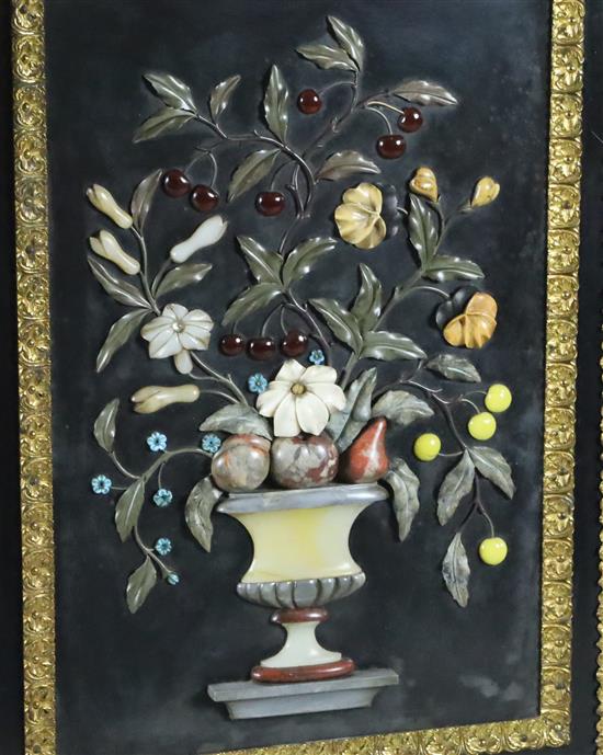 A Victorian ormolu mounted ebonised and pietra dura pier cabinet, W.3ft 2in. D.1ft 7in. H.3ft 11.5in.